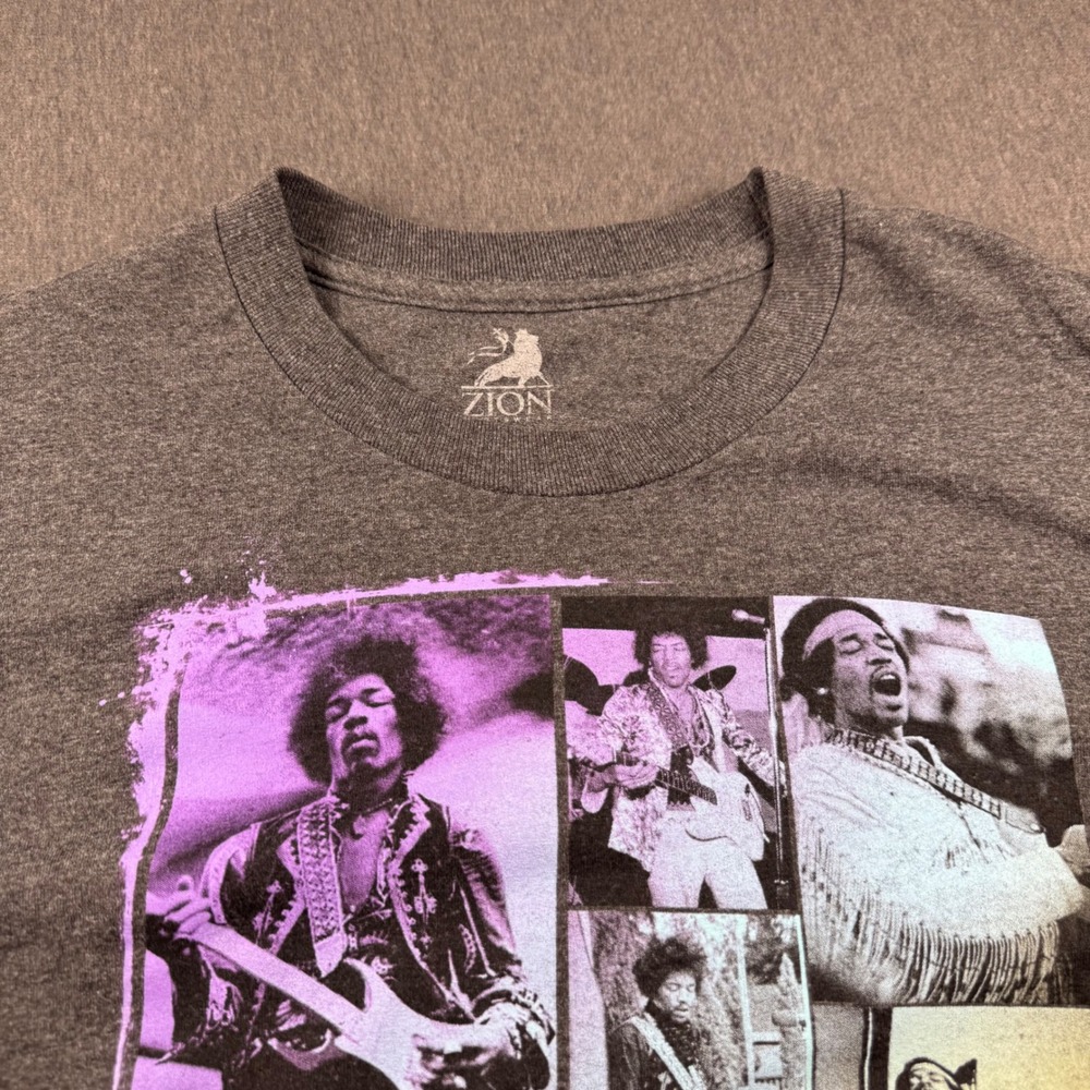 Zion Rootswear Jimi Hendrix Graphic T-Shirt Gray Womens Large L Music Tee